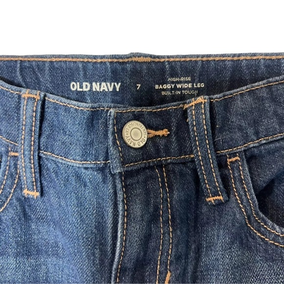 Old Navy Girls Jeans NWT 7 Baggy Wide Leg High Rise Built In Tough Dark Wash - Picture 6 of 7